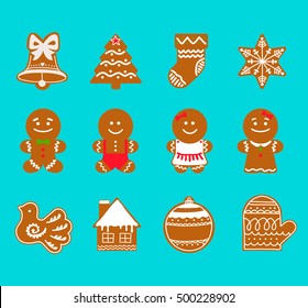 Vector illustration -  christmas chocolate hand drawn ginger beard isolated on white background. 