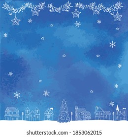 Vector illustration of Christmas cityscape background