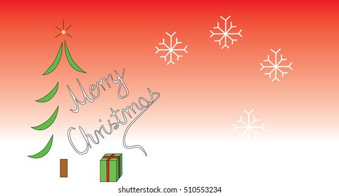 vector illustration of a Christmas concept with a tree and snowflakes