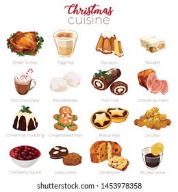 A vector illustration of Christmas Cuisine Holiday Season