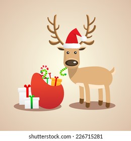 Vector Illustration of Christmas cute reindeer.