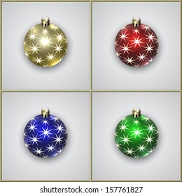 Vector Illustration of Christmas Decoration Balls on Gray Background
