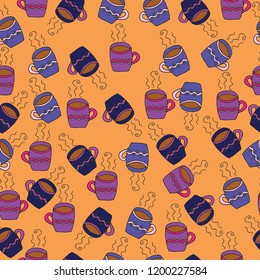 Vector illustration. Christmas decoration doodle seamless pattern.