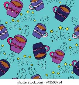 Vector illustration. Christmas decoration doodle seamless pattern.