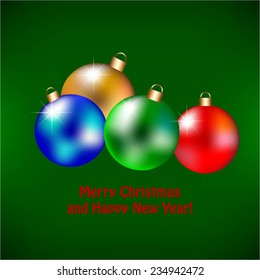 Vector illustration of Christmas decoration. Green background.