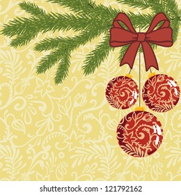 vector illustration of christmas decoration with ornate background