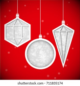 Vector illustration. Christmas decorations (cut paper).