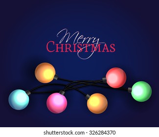Vector illustration Christmas decorations glowing lights
