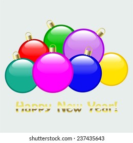 Vector illustration of Christmas decorations. Happy New Year!