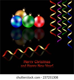 Vector illustration of Christmas decorations. Merry Christmas!