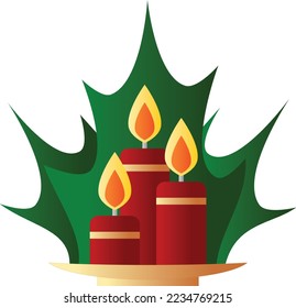 Vector illustration of Christmas decors candle