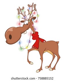 Vector Illustration of Christmas Deer 