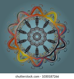 Vector illustration. Christmas doodle pattern with snowflakes, vector background.