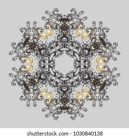Vector illustration. Christmas doodle pattern with snowflakes, vector background.