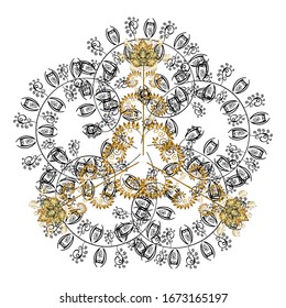 Vector illustration. Christmas doodle pattern with snowflakes, vector background.