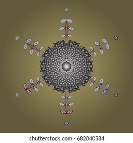 Vector illustration. Christmas doodle pattern with snowflakes, vector background.