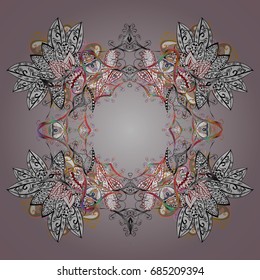 Vector illustration. Christmas doodle pattern with snowflakes, vector background.