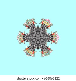 Vector illustration. Christmas doodle pattern with snowflakes, vector background.