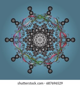 Vector illustration. Christmas doodle pattern with snowflakes, vector background.