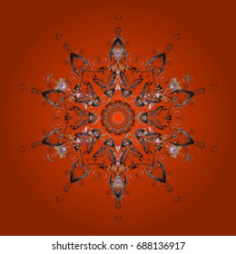 Vector illustration. Christmas doodle pattern with snowflakes, vector background.
