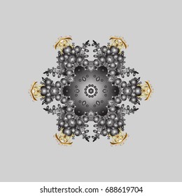 Vector illustration. Christmas doodle pattern with snowflakes, vector background.
