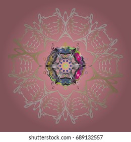 Vector illustration. Christmas doodle pattern with snowflakes, vector background.
