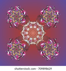 Vector illustration. Christmas doodle pattern with snowflakes, vector background.