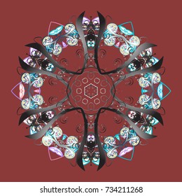 Vector illustration. Christmas doodle pattern with snowflakes, vector background.