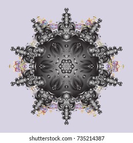 Vector illustration. Christmas doodle pattern with snowflakes, vector background.