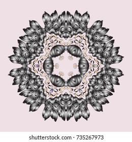 Vector illustration. Christmas doodle pattern with snowflakes, vector background.