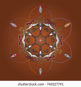 Vector illustration. Christmas doodle pattern with snowflakes, vector background.