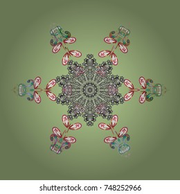 Vector illustration. Christmas doodle pattern with snowflakes, vector background.