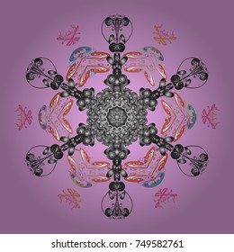 Vector illustration. Christmas doodle pattern with snowflakes, vector background.