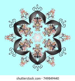 Vector illustration. Christmas doodle pattern with snowflakes, vector background.