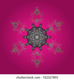 Vector illustration. Christmas doodle pattern with snowflakes, vector background.