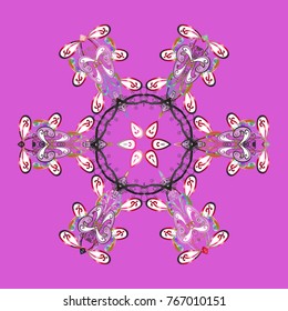 Vector illustration. Christmas doodle pattern with snowflakes, vector background.