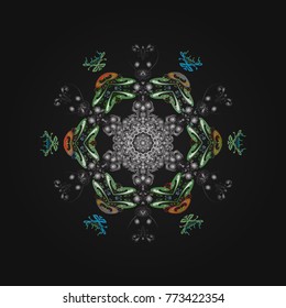 Vector illustration. Christmas doodle pattern with snowflakes, vector background.