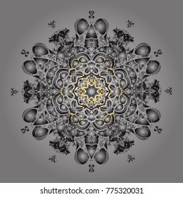 Vector illustration. Christmas doodle pattern with snowflakes, vector background.
