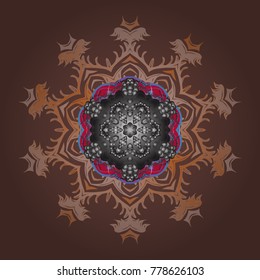 Vector illustration. Christmas doodle pattern with snowflakes, vector background.