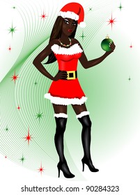 Vector Illustration for Christmas of a dressed up Sexy Santa Costume.