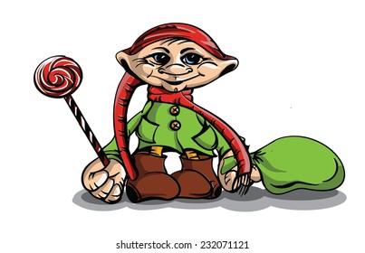 Vector illustration of a Christmas dwarf