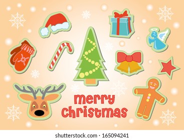 Vector illustration of Christmas elements isolated on background