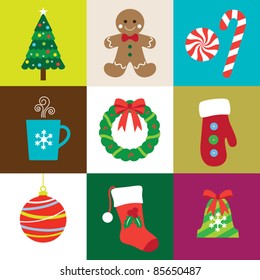 Vector illustration of Christmas elements set.