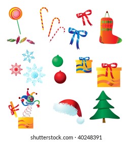vector illustration, christmas elements, white background.
