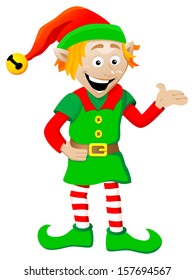 vector illustration of a christmas elf on white background