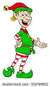 vector illustration of a christmas elf on white background