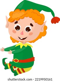vector illustration of a Christmas elf sitting