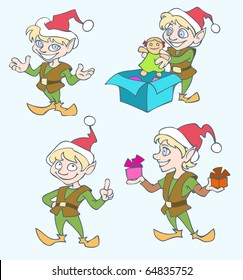 vector illustration of a christmas elves