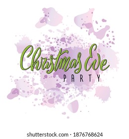 Vector illustration of Christmas eve party lettering for banner, poster, greeting card, sign board, souvenirs, invitation, clothes, advertisement design. Handwritten text for web or print
