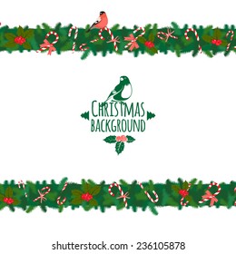 Vector illustration Christmas festive candy wreath frame